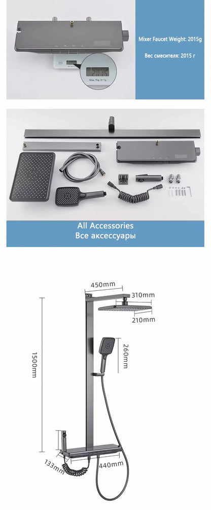Zzerani Supercharged 2 Led Thermostatic  Shower Set
